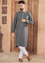 Pure Viscose Grey Festival Wear Embroidery Work Readymade Kurta Pajama